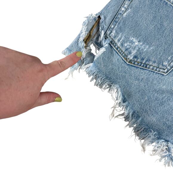 Agolde Parker Jean Shorts Women's 29 Button Fly Distressed Frayed Raw Denim - Picture 4 of 7